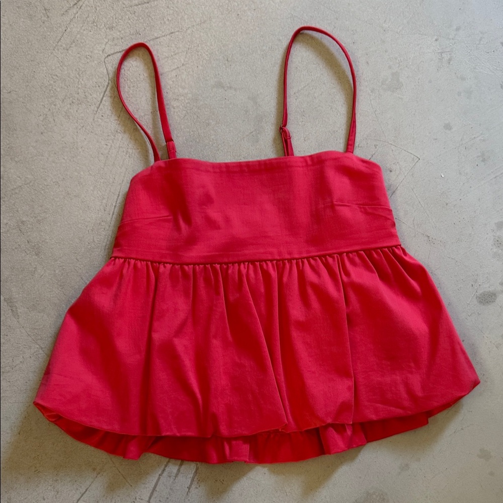 Abound Red Spaghetti Strap Peplum Crop Top